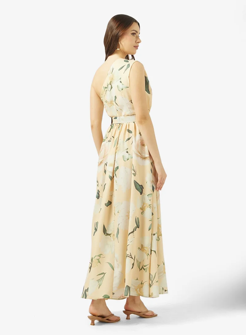 Ginger  One Shoulder Floral A Line Dress for Women | Best Price UAE
